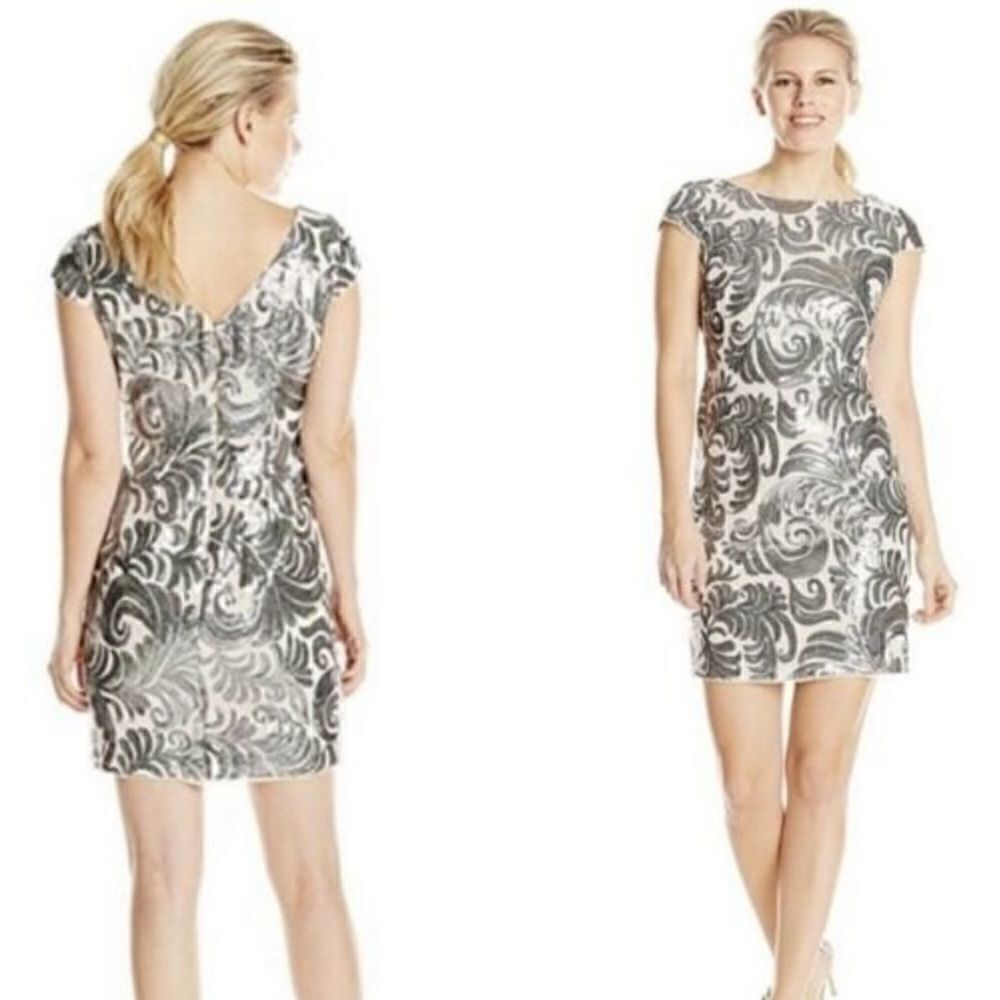 Adrianna Papell Cap Sleeve Sequin Sheath size 10 NWT $265